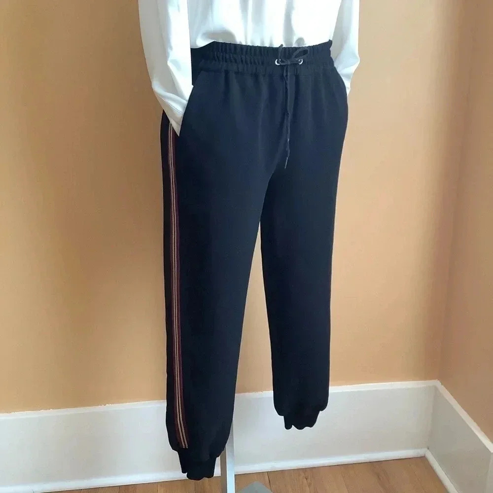 ARITZIA WILFRED Buffon Black Japanese Crepe Side Stripe Joggers S - Picture 4 of 15